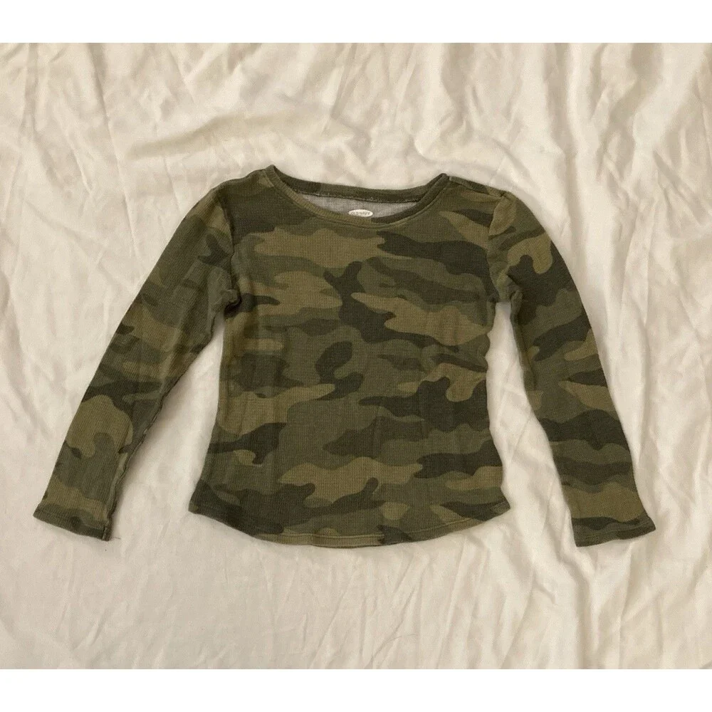 5T Old Navy girl clothes - one piece long sleeve top | camo theme